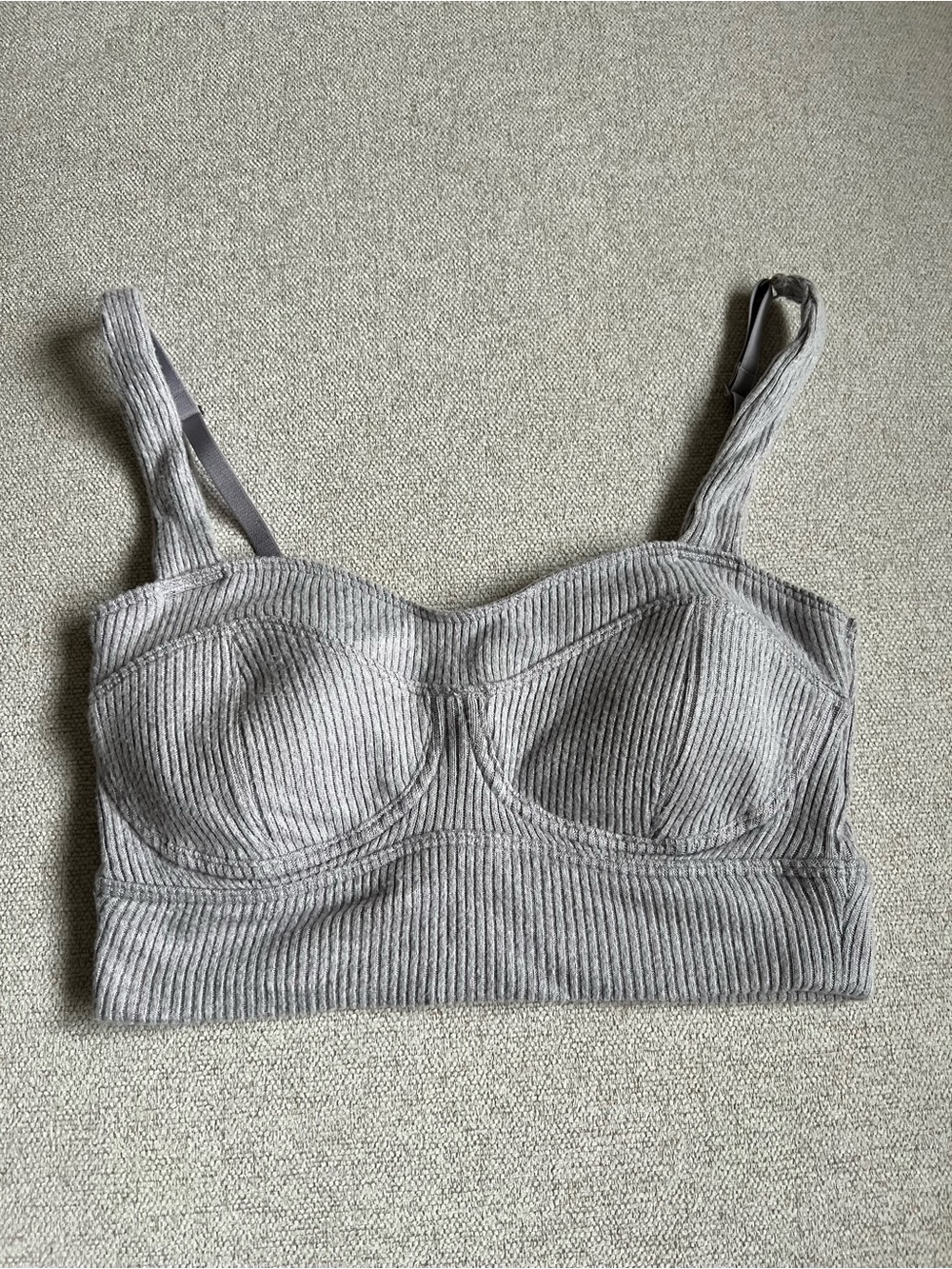 Gilly Hicks Ribbed Longline Bralette - Light Gray